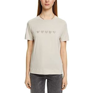 ESPRIT T-shirt met print op borsthoogte, 260/Light Taupe, S