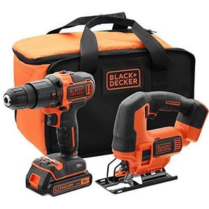 Black & Decker BCK22S1S 18V 1,5Ah Li-Ion accuset, boormachine-boorschroevendraaier + jig en tas