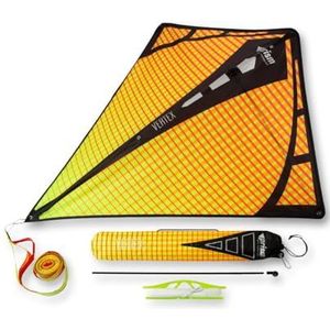 Prism Kite Technology Vertex Infrared; diamant vlieger met lange staarten,Oranje geel