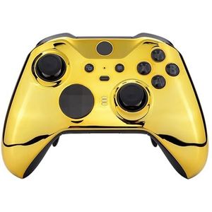 eXtremeRate Voorste Schaal Cover voor Xbox One Elite Series 2 (Model 1797),Shell Case &Accent Rings Vervanging voor Xbox Elite Series 2 Wireless Core Controller-Chroom Goud