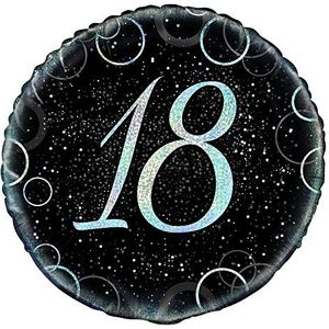 Unique Party 55819 45,7 cm glitz zilver folie voor de 18e verjaardag ballon