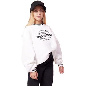 DeFacto Gebreid sweatshirt voor meisjes, ecru, 5-6 Jaren