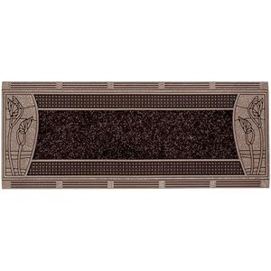 Home2Fashion 284634 Pur | CenterClean XL Outdoor voetmat, smalle deurmat voor binnen en buiten, bronzen oppervlak, ca. 75 x 30 cm, Clean Flower Detail