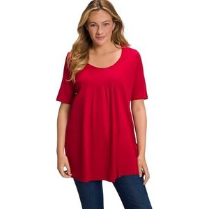 Ulla Popken Dames sierplooien, A-lijn, ronde hals, halve mouwen, modal T-shirt, papaver, 58-60