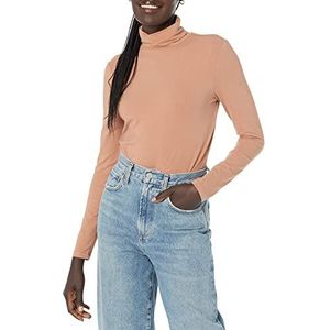 Amazon Essentials Dames coltrui met lange mouwen (verkrijgbaar in grote maten), lichtbruin, L