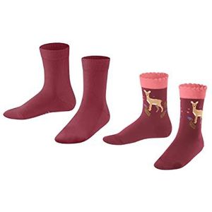 FALKE Unisex kinderen Country Deer 2-Pack duurzaam katoen halfhoog met patroon 2 paar sokken, meerkleurig (assortiment 0010), 19-22 (2-pack)