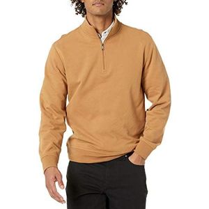 Amazon Essentials Men's Lichtgewicht sweatshirt van Franse badstof met ronde hals en kwartrits, Bruin, XXL