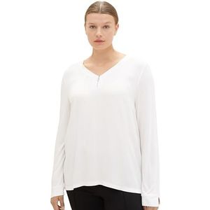 TOM TAILOR Dames Plussize T-shirt met lange mouwen, 10315 - Whisper White, 44 NL