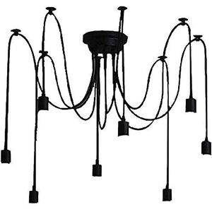 Fbright Plafondlamp met 10 armen, zwart, vintage stijl