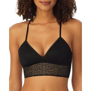 DKNY Dames moderne kanten racerback longline bralette beha, Zwart, XL