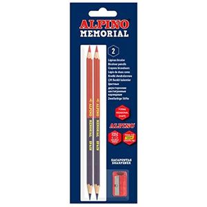 Alpino le000018 - Pack van 2 pennen memory en puntenslijper, rood en blauw