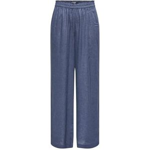 ONLY Dames Onltokyo Life Hw Linen Blend PNT Noos Straight Fit broek met hoge tailleband en zijzakken, vintage indigo, M / 30L