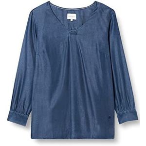 TRIANGLE Dames slipblouse van crêpe, diepblauw, 52 NL