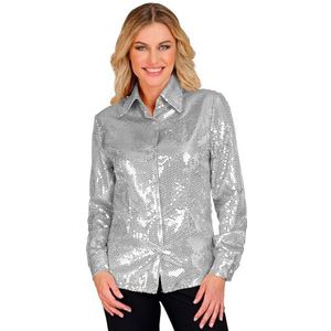 Widmann - Feestmode pailletten blouse voor dames, disco fever, slagermove, dameshemd