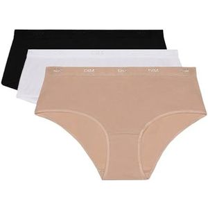 Dim Les Pockets EcoDIM Coton Finitions Extra-Plates X3 boxershorts, wit/huid/zwart, XL (verpakking van 3), Wit/Huid/Zwart, XL