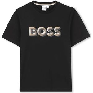 BOSS J52360 Onderhemd voor jongens, Zwart/Wit, 4 Jaren