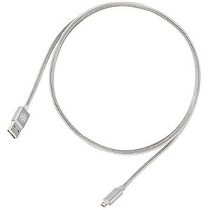 SilverStone SST-CPU01S Omkeerbare USB-kabel, USB-A en Micro-B aansluiting, kabel met mantel van nylonvlechtwerk, high-performance opladen en gegevenssynchronisatie, Android-apparaten, 1,0 m, zilver