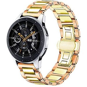 DEALELE Band Compatibel met Samsung Gear S3 / Galaxy Watch 46mm / Galaxy Watch 3 45mm, 22mm Roestvrij Staal Metaal Armband Vervanging voor Huawei Watch 3/3 Pro / GT3 46mm / GT2 46mm, Rosegold-goud