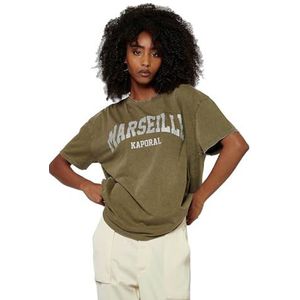 Kaporal, Dames T-shirt, regular fit, korte mouwen, ronde hals, model Sassy, kleur kaki, maat M, Kaki, M