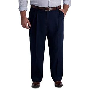 Haggar Mannen Iron Free Premium Khaki Classic Fit Plooi Voorzijde, Donkere marine, 38W x 32L