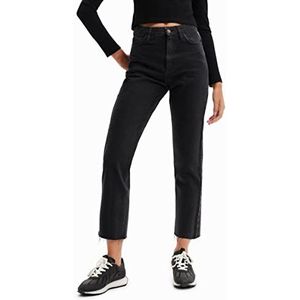 Desigual Rechte cropped jeans voor dames, Zwart, 44