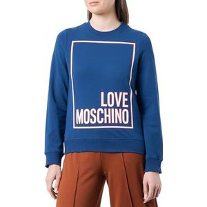 Love Moschino Vrouwen Long-Sleeved Slim Fit Roundneck Sweatshirt, Blauw, 46, blauw, 46