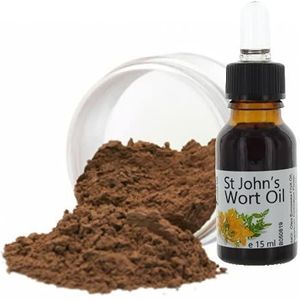 Veana Mineral Make Up Foundation (9g) Premium St. Johns woord olie (15 ml - voor vette en gemengde huid, voor acne, dermatosen, neurodermitis. Antibacterieel, regenererend, kalmerend. Nuance Chocolate