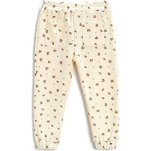 Koton Joggingbroek met bloemen, katoen, voor meisjes en meisjes, Ecru Design (0D1), 9-12 mesi