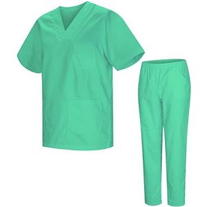 MISEMIYA - Medisch uniform met bovendeel en broek - Unisex schrobset - BT-817-8312, turquoise, XS