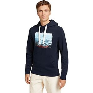 TOM TAILOR Uomini Hoodie met fotoprint 1029075, 10668 - Sky Captain Blue, S