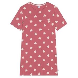 Petit Bateau A0CUY Nachtjapon, korte mouwen, roze/wit, XXS dames, Roze/Wit, XXS