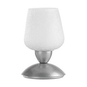 Onli Tafellamp Bob met basis van gesatineerd metaal en glas craquelé-look, wit
