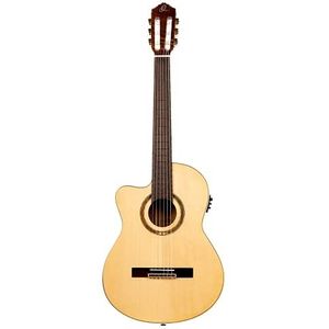 Ortega Guitars RCE138SN-L Concertgitaar in 4/4 maten linkshandigen Cutaway elektrisch geplateerd slanke 48 mm hals in hoogglans afwerking met hoogwaardige gigbag en riem