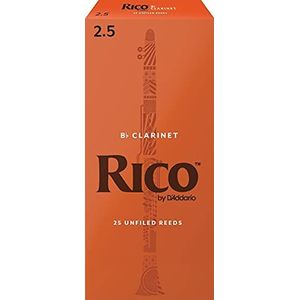 Rico Bb Klarinet Rieten - Rieten voor klarinet - Dunner Vamp Cut & Unfiled voor gemak van spelen, traditionele blanco voor helder geluid - klarinet Rieten 2.5 sterkte, 25-pack