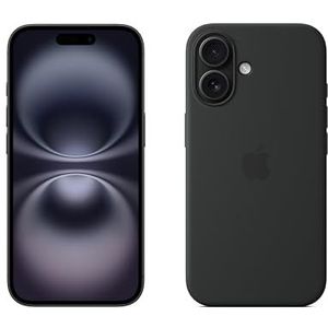 Apple iPhone 16 (128 GB) - Zwart + Siliconenhoesje met MagSafe - Zwart