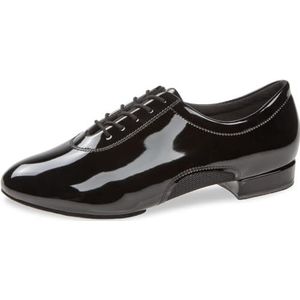 Diamant Domen Krapez Dansschoenen voor heren, 163-122-585, lak/mesh, zwart, gedeelde VarioSpin Hybid-zool, 2 cm standaard hak, Made in Germany, zwart, 37 EU