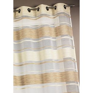 Home Maison HM6904298 gordijnen horizontale strepen Jacquard Polyester 140 x 240 cm beige