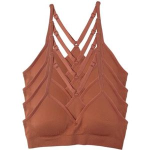 Kalon Dames Racerback Sport Bralette, Naadloos, Draadloze Comfort Beha, 4 stuks, S