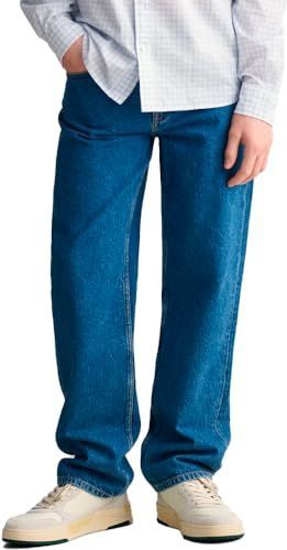 GANT - Relaxed Jeans - Blauw - Katoen - Verstelbare Tailleband