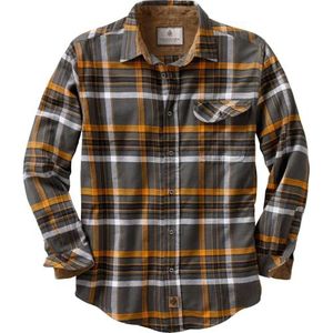 Legendary Whitetails Men's Standard Buck Camp Flannel, Long Sleeve Plaid Button Down Casual Shirt, Corduroy Cuffs, Platinum, Small