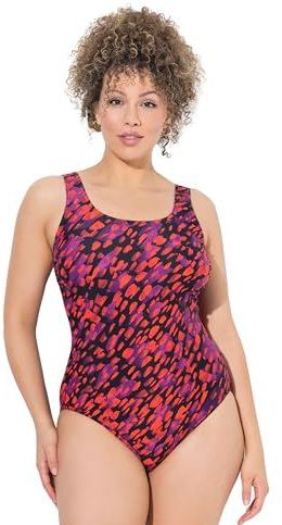 Ulla Popken Badpak 'Alice'  lila / rood / zwart