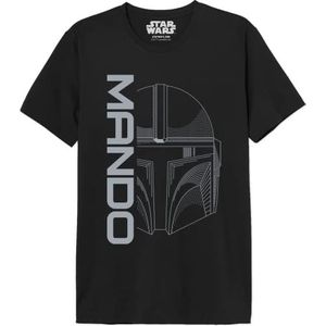Star Wars Mandalorian - Mando Icon and Logo, MESWMANTS206 heren-T-shirt, zwart, maat S, Zwart, S