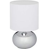 Relaxdays tafellamp touch, dimbaar, moderne nachtlamp met 3 standen), tafellamp met snoer, 28x18 cm, zilver