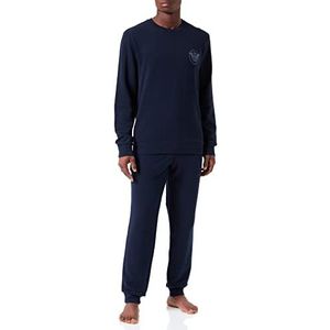 Emporio Armani Heren Icon Terry Trui Trousers Sleepwear Set Sweater+Trosers, marineblauw, XL