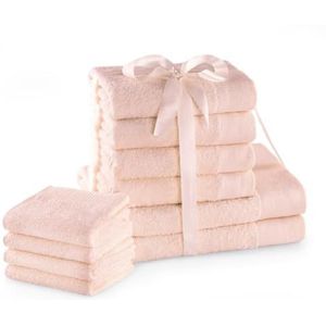 AmeliaHome handdoekenset lichtroze 4 gastendoekjes 30x50 cm 4 handdoeken 50x100 cm en 2 badhanddoeken 70x140 cm 100% katoen kwaliteit absorberend roze Amari