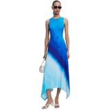 Desigual - Jurk - Blauw / Aqua / Hemelsblauw - 3/4 Lengte - Mouwloos