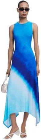 Desigual - Jurk - Blauw / Aqua / Hemelsblauw - 3/4 Lengte - Mouwloos