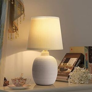 Tafellamp - Keramiek - Bedlamp met schakelaar - Bruin - H31 cm - Met snoer 1.3 m - E14 - Lampen niet inbegrepen