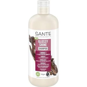 SANTE Naturkosmetik Glossy Shine Shampoo Biologisch berkenbladextract + 3-voudig proteïnecomplex, veganistische en hydraterende haarverzorging voor meer glans en soepelheid, met zachte kokosgeur, 500
