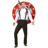 Deluxe Knife Thrower Costume, Red & White, with Shirt, Braces, Target Board & Velcro Knives, (M)